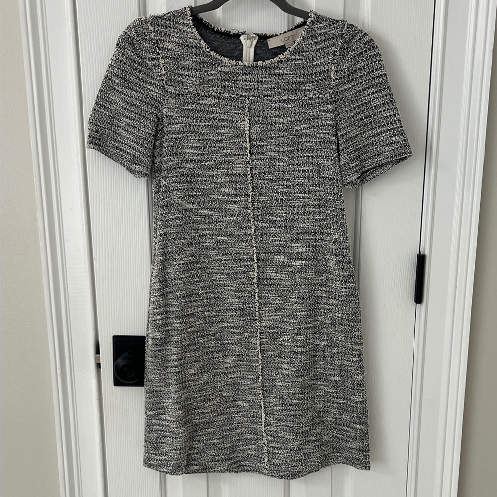 LOFT Black and White Textured Mini Dress